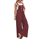 Kubbon Womens Wide Leg Jumpsuits Sleeveless Straps Bib Overalls Summer Baggy Casual Pants Rompers Overalls with Pockets