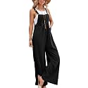 Kubbon Womens Wide Leg Jumpsuits Sleeveless Straps Bib Overalls Summer Baggy Casual Pants Rompers Overalls with Pockets