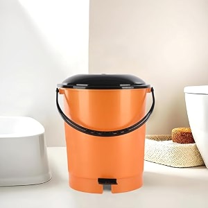 kuber industries pedal dustbins 7 ltr dustbin with lid  garbage bin with handle  dustbin for kitchen bathroom office  wet amp dry pedal waste bin  trash can  green