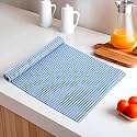 Kuber Industries 10 Meters Waterproof &amp; Durable Kitchen Mats for Shelf Liner Roll | Wipeable Fridge Sheets for Shelves Cabinet Drawer | Barik Check - White &amp; Blue