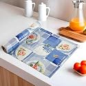 Kuber Industries 10 Meters Waterproof &amp; Durable Kitchen Mats for Shelf Liner Roll | Wipeable Fridge Sheets for Shelves Cabinet Drawer | Orange Rose - Blue