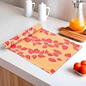 Kuber Industries 10 Meters Waterproof &amp; Durable Kitchen Mats for Shelf Liner Roll | Wipeable Fridge Sheets for Shelves Cabinet Drawer | Red Flower - Mustard Yellow