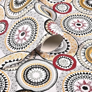 kuber industries 10 mtr pvc waterproof shelf liners for kitchen shelves  cupboard mat for wardrobe  kitchen shelf mats roll  rangoli print - white