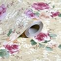 Kuber Industries 10 Mtr PVC Waterproof Shelf Liners for Kitchen Shelves | Cupboard Mat for Wardrobe | Kitchen Shelf Mats Roll | Flower Design - Beige