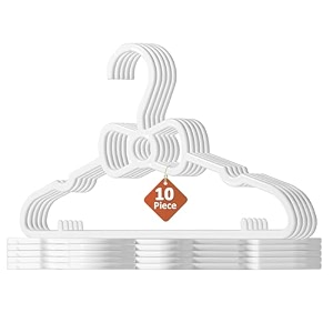kuber industries 10 pcs small baby hangers for clothes hanging  easy organization kids hangers for clothes amp nappies  convenient cloth hangers for wardrobe  white