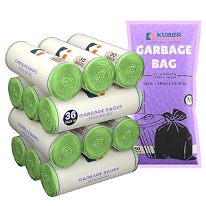 kuber industries 90 bags 3 rolls blue garbage bags 19x21 inches  garbage covers for home office and restaurants  odour free trash bags  wet and dry dust bin covers for daily waste