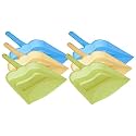 Kuber Industries 12" Plastic Dustpan, Pack of 6 (Cream &amp; Green &amp; Blue)