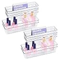 Kuber Industries (12 Piece Set) Storage Organizer (3x6 Inch) Kitchen &amp; Makeup Organizer Tray Set | Drawer Divider Tray | Multi-Purpose Desk Organizer | Stationery Organizer | Transparent
