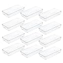 Kuber Industries (12 Piece Set) Storage Organizer (3x6 Inch) Kitchen & Makeup Organizer Tray Set | Drawer Divider Tray | Multi-Purpose Desk Organizer | Stationery Organizer | Transparent