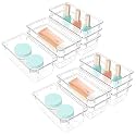 Kuber Industries (12 Piece Set) Storage Organizer (3x6 Inch) Kitchen &amp; Makeup Organizer Tray Set | Drawer Divider Tray | Multi-Purpose Desk Organizer | Stationery Organizer | Transparent