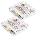 Kuber Industries (12 Piece Set) Storage Organizer (3x6 Inch) Kitchen &amp; Makeup Organizer Tray Set | Drawer Divider Tray | Multi-Purpose Desk Organizer | Stationery Organizer | Transparent