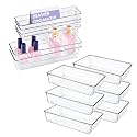 Kuber Industries (12 Piece Set) Storage Organizer (3x6 Inch) Kitchen &amp; Makeup Organizer Tray Set | Drawer Divider Tray | Multi-Purpose Desk Organizer | Stationery Organizer | Transparent