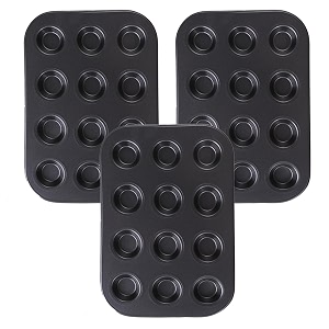 kuber industries 12 slots non-stick cup cake traycup cake mould for bakingidol for muffin small cake-pack of 5 black