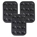 Kuber Industries 12 Slots Non-Stick Cup Cake Tray|Cup Cake Mould for Baking|Idol for Muffin, Small Cake-Pack of 6 (Black)