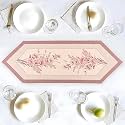 Kuber Industries 13"x72" Anti Slip Table Runner for Centre Table | Stylish Dining Table Runner for Living Room - Dining Table Accessories for Home &amp; Hotel | 1047 Pyramid- Cream &amp; Pink