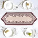 Kuber Industries 13"x36" Anti Slip Table Runner for Centre Table | Stylish Dining Table Runner for Living Room - Dining Table Accessories for Home &amp; Hotel | 1041 Pyramid- Cream &amp; Brown