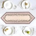 Kuber Industries 13"x36" Anti Slip Cotton Table Runner for Centre Table | Stylish Dining Table Runner for Living Room - Dining Table Accessories for Home &amp; Hotel | 1036 Pyramid- Cream &amp; Green