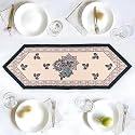 Kuber Industries 13"x36" Anti Slip Cotton Table Runner for Centre Table | Stylish Dining Table Runner for Living Room - Dining Table Accessories for Home &amp; Hotel | 1032 Pyramid- Cream &amp; Brown