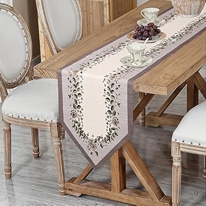 kuber industries 1334x7234 anti slip cotton table runner for centre table  stylish dining table runner for living room - dining table accessories for home amp hotel  1036 pyramid- cream amp green