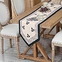 Kuber Industries 13"X72" Anti Slip Cotton Table Runner for Centre Table|Stylish Dining Table Runner for Living Room-Dining Table Accessories for Home &amp; Hotel|1033 Pyramid-Cream &amp; Blue,13X72 Inch