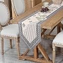 Kuber Industries 13"x36" Anti Slip Table Runner for Centre Table | Stylish Dining Table Runner for Living Room - Dining Table Accessories for Home &amp; Hotel | 1037 Pyramid- Cream &amp; Grey