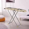 Kuber Industries 18 Inch Foldable &amp; Height Adjustable Press Board Iron Stand with Heat Resistant Holder/Tray for Home | Anti Skid Press Table for Clothes | Diamond Print- Red &amp; Cream