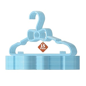 kuber industries 15 pcs small baby hangers for clothes hanging  easy organization kids hangers for clothes amp nappies  convenient cloth hangers for wardrobe  sky blue