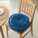 Kuber Industries 16 Inch Heavy Velvet Chair Pad for Dining, Office &amp; Home | Soft Cushion with Center Tuft | Support for Long Sitting | Navy Blue