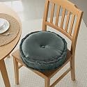 Kuber Industries 16 Inch Heavy Velvet Chair Pad for Dining, Office &amp; Home | Soft Cushion with Center Tuft | Support for Long Sitting | Grey