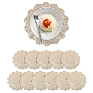 kuber industries 16 inch soft leather round table mats  placemats for dining table set of 12  tea and coffee tablemat for bed side living and dining area  korean gold - royal bloom