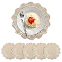 Kuber Industries 16 Inch Soft Leather Round Table Mats | Placemats for Dining Table Set of 12 | Tea and Coffee Tablemat for Bed Side, Living and Dining Area | Korean Gold - Royal Bloom