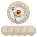 Kuber Industries 16 Inch Soft Leather Round Table Mats | Placemats for Dining Table Set of 12 | Tea and Coffee Tablemat for Bed Side, Living and Dining Area | Korean Gold - Royal Bloom