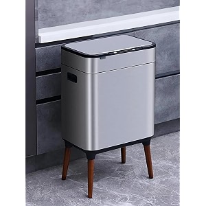 kuber industries 9 ltr dual compartment sensor dustbin  touchless trash can  smart dustbin for bedroom-office-living room  2 removable bucket can  yw-5522  silver