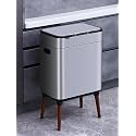 Kuber Industries 9 LTR Dual Compartment Sensor Dustbin | Touchless Trash Can | Smart Dustbin for Bedroom-Office-Living Room | 2 Removable Bucket Can | YW-5522 | Silver