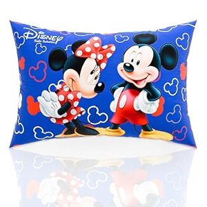 kuber industries 2 pcs microfiber 16x24 inch pillows for bed  washable amp neck support soft pillow for sleeping bedroom and living room  disney print - blue
