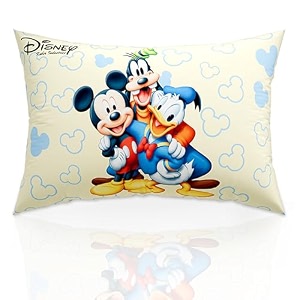 kuber industries 16x24 inch microfiber pillows for bed  washable amp neck support soft pillow for sleeping bedroom and living room  disney print - cream