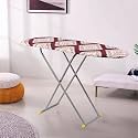 Kuber Industries 18 Inch Foldable &amp; Height Adjustable Press Board Iron Stand with Heat Resistant Holder/Tray for Home | Anti Skid Press Table for Clothes | Diamond Print- Red &amp; Cream