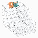 Kuber Industries 99 Pcs Set Multi-Purpose Transparent Drawer Organizers | Plastic Trays for Storage Kitchen &amp; Aesthetic Dressing Table Organisers for Cosmetics, Makeup &amp; Stationery | Transparent