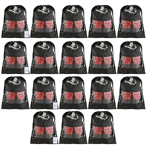 kuber industries 18 piece non woven travel shoe cover string bag organizer black -ctmtc039516