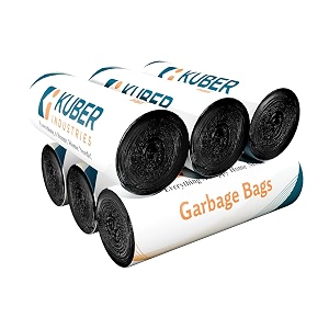 kuber industries 180 pcs garbage bags medium  plastic bags for dustbin  dust bin covers for daily waste  trash bags for kitchen bathroom amp office  black
