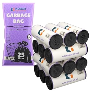 kuber industries 24x32 inches premium garbage bags for dustbin  90 bags 6 rolls dustbin bagtrash bag for dry amp wet waste  odour free black dustbin bag for home office hotels hospitals
