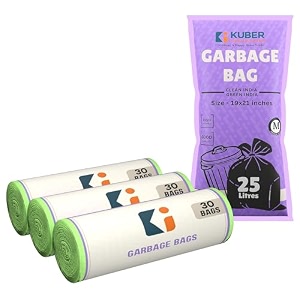 kuber industries 19x21 in black medium garbage bags for dustbin 90 bags 3 rolls  odour free wet and dry waste trash bags  dustbin bags medium size for home office hotels hospitals