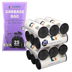 kuber industries 24x32 inches premium garbage bags for dustbin  90 bags 6 rolls dustbin bagtrash bag for dry amp wet waste  odour free black dustbin bag for home office hotels hospitals