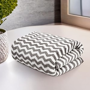 kuber industries 3 pcs microfiber 19x38 inch soft face towels for women and men  280 gsm quick dry amp absorbent hanging hand towels for wash basin bathroom kitchen and home  zig zag - grey