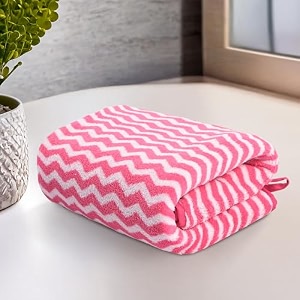 kuber industries 19x38 inch microfiber soft face towels for women and men  280 gsm quick dry amp absorbent hanging hand towels for wash basin bathroom kitchen and home  zig zag - pink