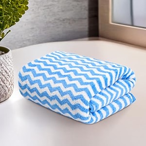 kuber industries 19x38 inch microfiber soft face towels for women and men  280 gsm quick dry amp absorbent hanging hand towels for wash basin bathroom kitchen and home  zig zag - blue