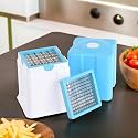 Kuber Industries 2 in 1 Vegetable Chopper for Kitchen with Push-Clean Feature | Size Adjustable Potato Chipser &amp; French Fry Machine | Manual Potato Cutter/Finger Chips Machine | Multicolor