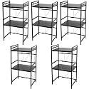 Kuber Industries 2-Layer Microwave Oven Rack|Telescopic Storage Rack|Microwave Shelf Stand With Hanging Hooks|Kitchen Counter Shelf Organizer Pack of 5 (Black)