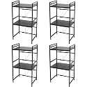 Kuber Industries 2-Layer Microwave Oven Rack|Telescopic Storage Rack|Microwave Shelf Stand With Hanging Hooks|Kitchen Counter Shelf Organizer Pack of 4 (Black)