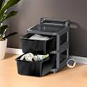 Kuber Industries 2 Layer Heavy Duty Plastic Storage Drawer with Wheels | Modular Cabinet for Bedroom, Office, Home | Chest of Drawers Organiser for Cosmetics, Kitchen items, Toys | Grey &amp; Black